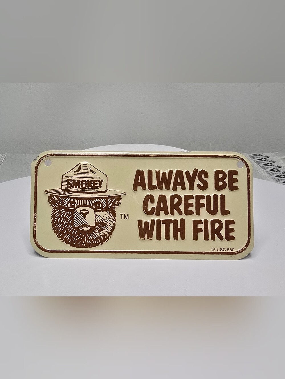 Smokey the Bear Small Bicycle License Plate
